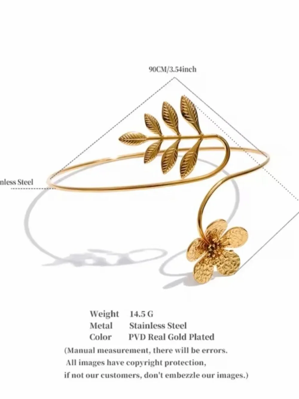 Gold plated Floral and Leaf Wrap Bracelet